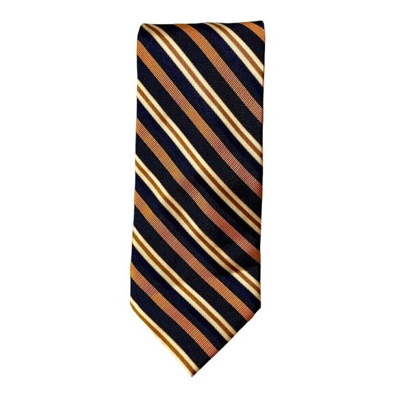 HILARY RADLEY Silk Tie Blue Orange Gold Stripes Men Necktie Italy 58 x 3… - Picture 1 of 6